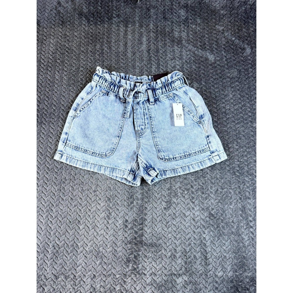 Gap Paperbag Waist Shorts Kids Girls Small Blue Cotton Denim Light Wash Pull On